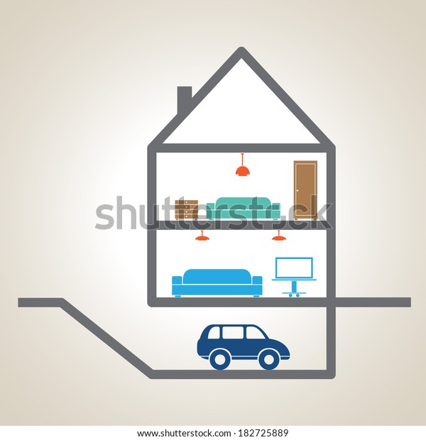 House Parking Underground Garage Parking Building Stock Vector