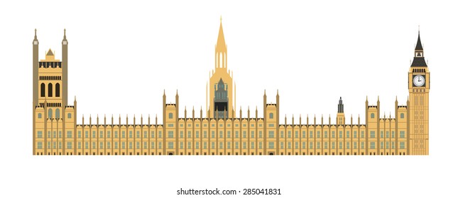 House Of Parliament Vector Illustration, London, England