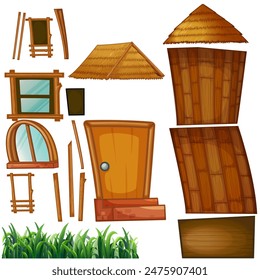 House and part of house windows door vector