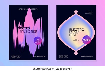 House Party. Elegant Background For Cover Vector. Trance And Exhibition Shape. Wavy Art For Set. Indie Dance Poster. Pink And Blue House Party