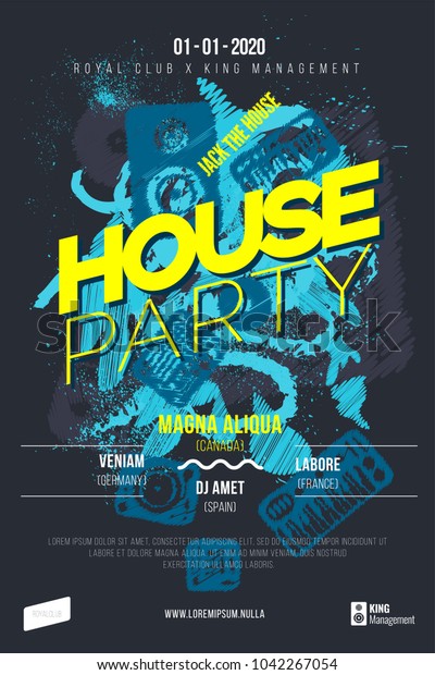 House Party Flyer Dj Music Event Stock Vector Royalty Free