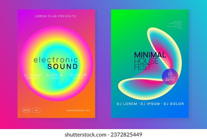 House Party. Graphic Pattern For Magazine Concept. Bright Electronic Flyer. Dance And Show Design. Fun Glitch For Cover. Pink And Blue House Party