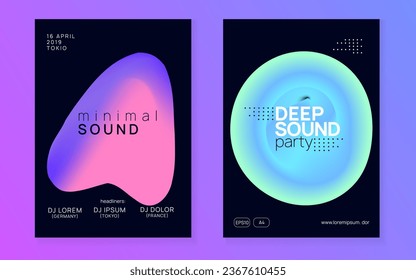 House Party. Wavy Disco Fest. Jazz Glitch For Brochure. Electro And Concert Design. Minimal Background For Invitation Template. Purple And Turquoise House Party