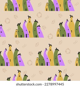 House pattern, gift wrapping, seamless wallpaper, textile, background