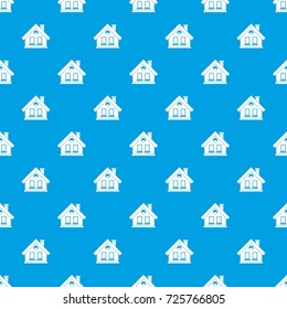 House pattern repeat seamless in blue color for any design. Vector geometric illustration