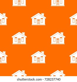 House pattern repeat seamless in orange color for any design. Vector geometric illustration