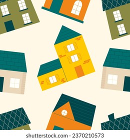 House pattern seamless. Town background. Small city texture. houses ornament