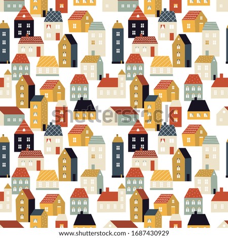 Scandinavian street with colorful buildings