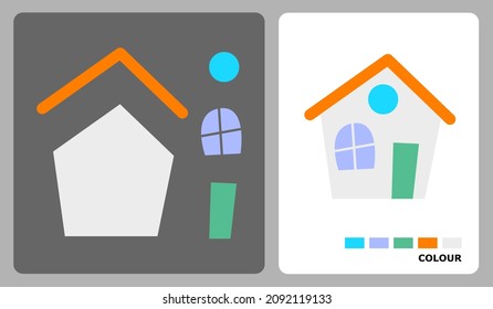 House patterns for children's crafts or paper crafts. Vector illustration of a house puzzle. cut and paste patterns for kids crafts.