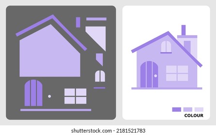 Modalidades de casa para artesanía infantil o artesanía de papel. Ilustración vectorial de un rompecabezas doméstico. cortar y pegar patrones para artesanías infantiles.