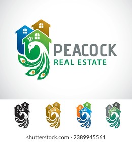 House and Peacock Logo Design Template