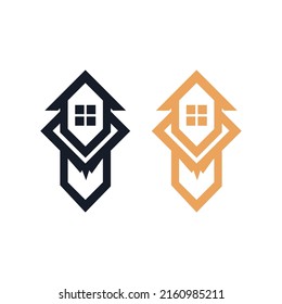 house pen draw logo design vector template