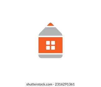 House and pencil logo illustration concept