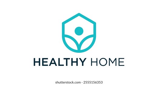 House and people line art logo, caring home logo, health care home logo, home and people icons