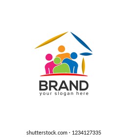 House and people Logo Design Vector, Vector illustration on white background.