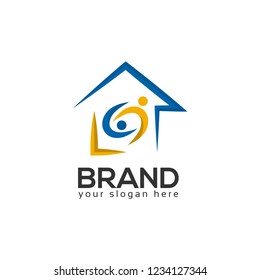 House and people Logo Design Vector, Vector illustration on white background.