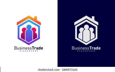 Vector de diseño del logotipo de House People, plantilla de diseño del logotipo de Colorful People, símbolo del icono