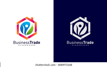 Vector de diseño del logotipo de House People, plantilla de diseño del logotipo de Colorful People, símbolo del icono