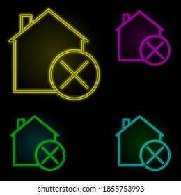 house percent neon color set icon. Simple thin line, outline vector of building landmarks icons for ui and ux, website or mobile application