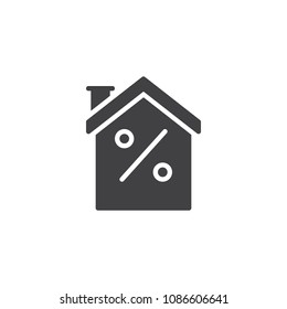 House with percent vector icon. filled flat sign for mobile concept and web design. Mortgage interest rate simple solid icon. Symbol, logo illustration. Pixel perfect vector graphics