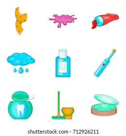House personal hygiene icon set. Cartoon set of 9 house personal hygiene vector icons for web design isolated on white background