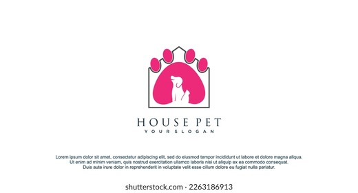 House pet logo with creative and unique style concept design premium vector