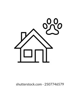 House and pet paw. Pet-friendly home. Pixel perfect vector icon