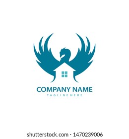 house phoenix logo vector template