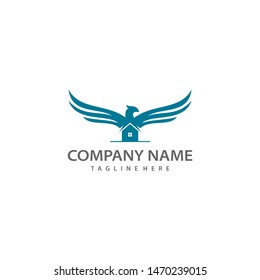 house phoenix logo vector template