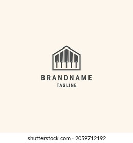 House of piano logo design template