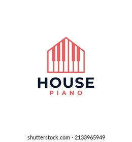 House piano logo vector design