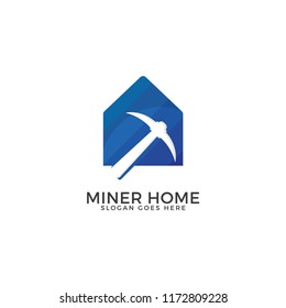 House with pickaxe icon illustration template isolated on white background. Cripto currency icon, Mining icon vector.