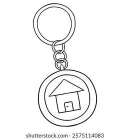 house picture keychain illustration hand drawn outline vector