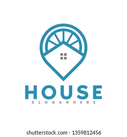 house and pin home logo illustration