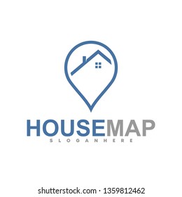 house and pin home logo illustration