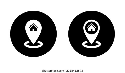 House pin location icon vector. Home position symbol