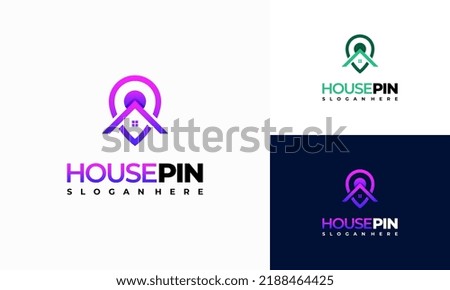 House Pin Location logo designs concept vector, Real Estate logo template, House Hotel Application logo
