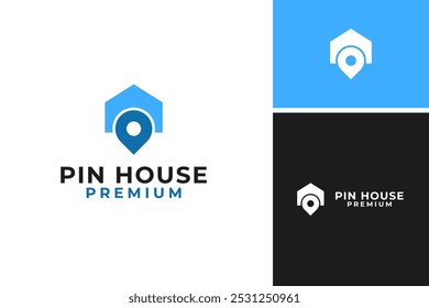 Casa e pin logotipo design vetor modelo ilustração ideia