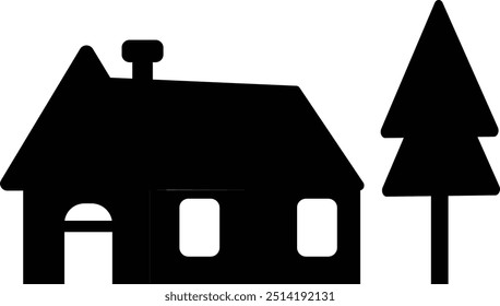 house and pine tree icon