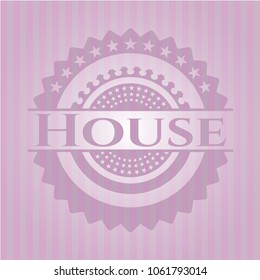 House pink emblem. Vintage.