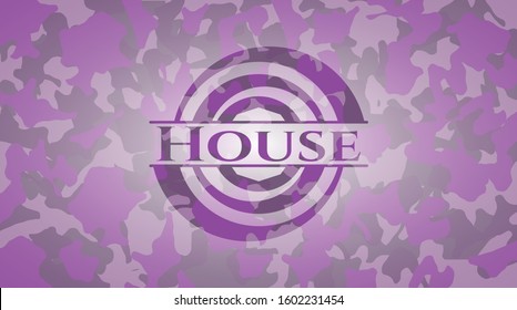 House pink and purple on camouflaged texture. Vector Illustration. Detailed.