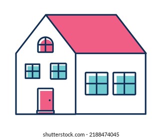 house with pink roof over white