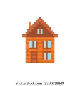 House pixel art isolated. 8 bit House Vector illustration