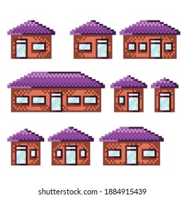 House pixel art set. Vector illustration.