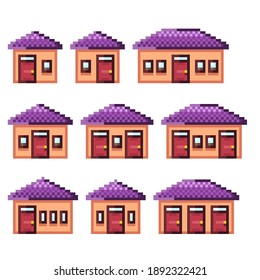 House pixel art set. Vector illustration.