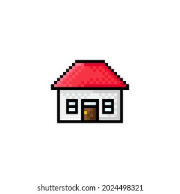 House pixel art. Vector illustration.