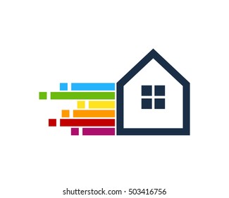 House Pixel Logo Design Template