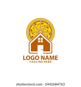 house pizza logo design vector