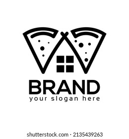 Vector del logo de la pizza de la casa. Diseño plano. Ilustración vectorial sobre fondo blanco.