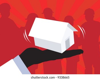  house placed on a hand	